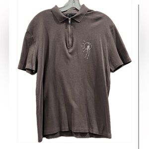 Men's brown Polo Shirt with Embroidered Design